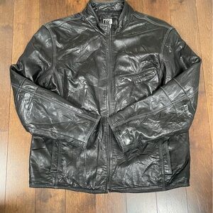 RC Comstock Expedition Black Leather Jacket | Natural Wrinkled Leather Size L